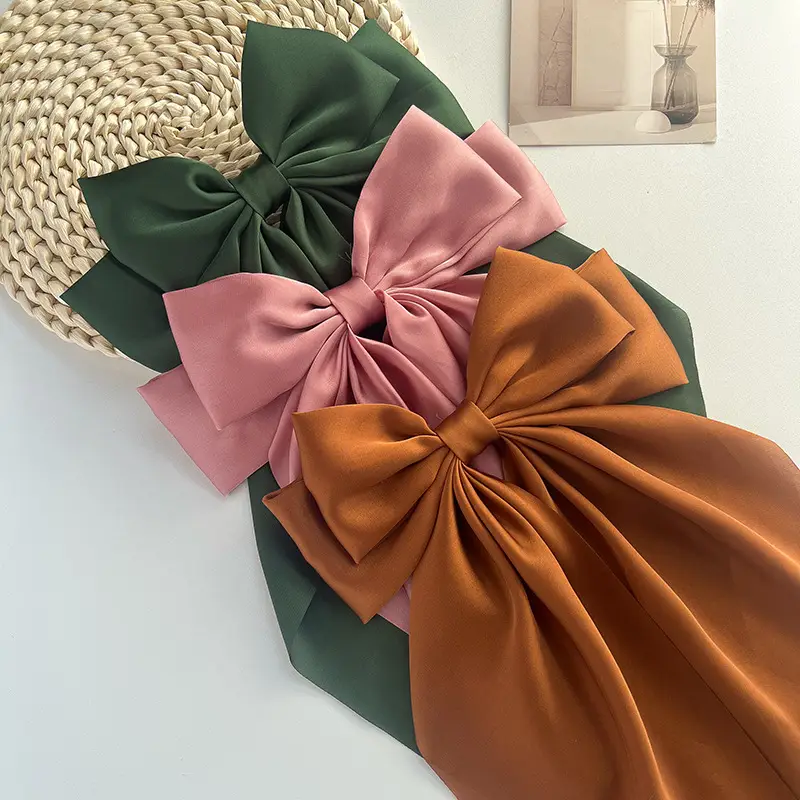 Blue Satin Chiffon Hairpin Bow for Women — feature 48