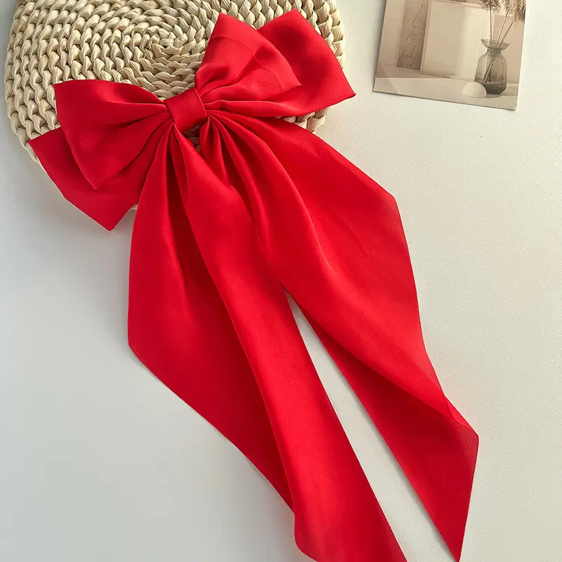 Blue Satin Chiffon Hairpin Bow for Women — feature 35