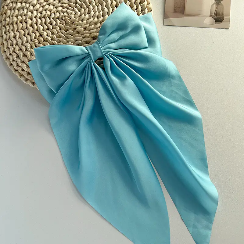 Blue Satin Chiffon Hairpin Bow for Women — feature 21