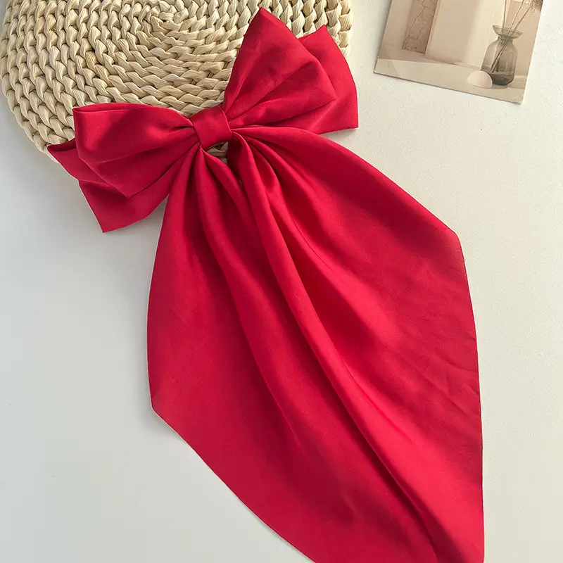 Blue Satin Chiffon Hairpin Bow for Women — feature 30