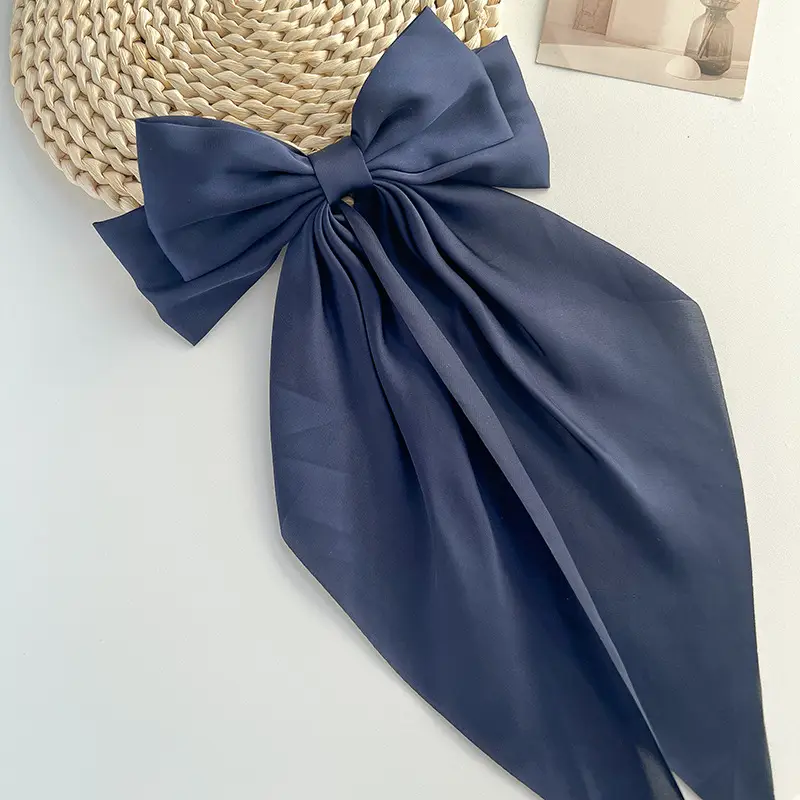 Blue Satin Chiffon Hairpin Bow for Women — feature 39