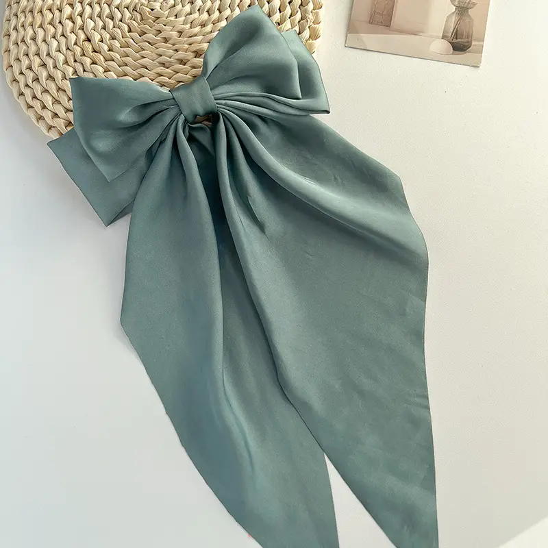 Blue Satin Chiffon Hairpin Bow for Women - Image 18