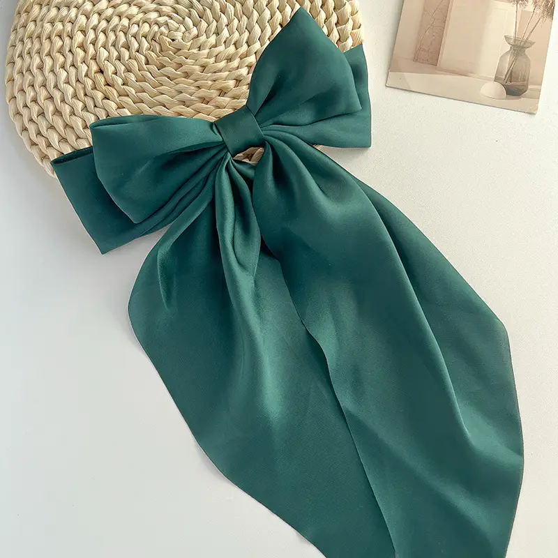 Blue Satin Chiffon Hairpin Bow for Women - Image 21