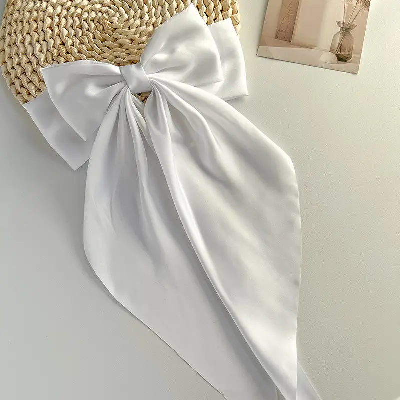 Blue Satin Chiffon Hairpin Bow for Women - Image 3