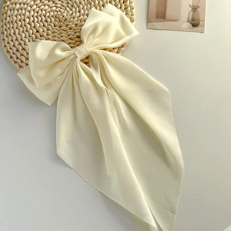Blue Satin Chiffon Hairpin Bow for Women - Image 8