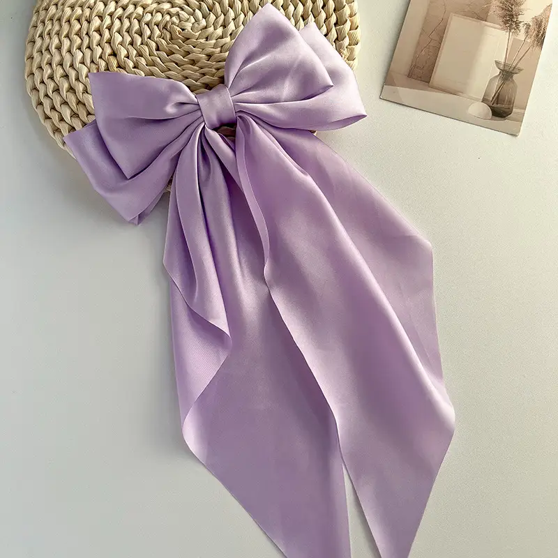 Blue Satin Chiffon Hairpin Bow for Women - Image 9
