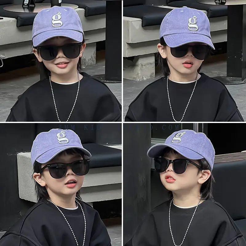 Purple Embroidered Baseball Cap for Kids Spring Autumn - Image 9