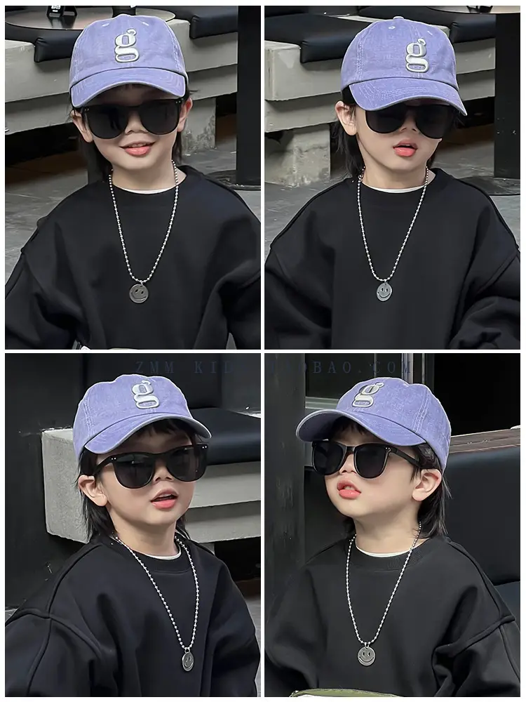 Purple Embroidered Baseball Cap for Kids Spring Autumn — feature 2