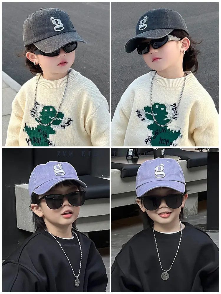 Purple Embroidered Baseball Cap for Kids Spring Autumn — feature 3