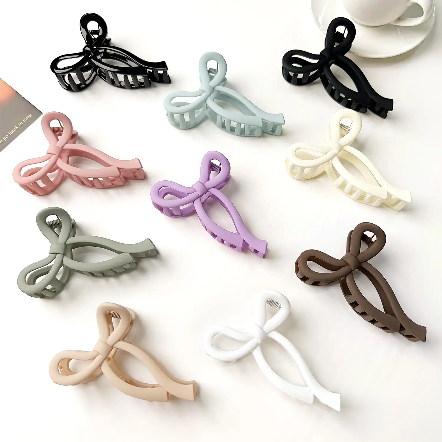 Korean Style Ins Elegant Bow Hairpin New Style Simple Frosted Grab Clip Back Head Hair Shark Clip Hair Accessories for Women — feature 4