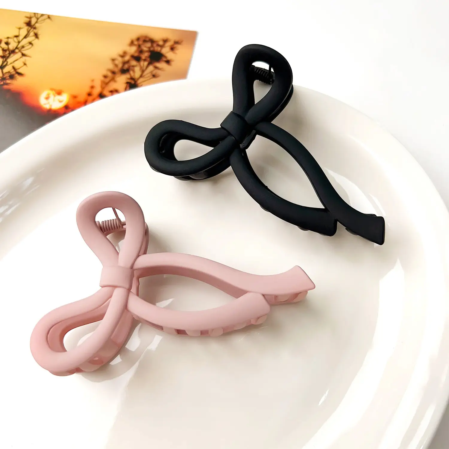 Korean Style Ins Elegant Bow Hairpin New Style Simple Frosted Grab Clip Back Head Hair Shark Clip Hair Accessories for Women — feature 5