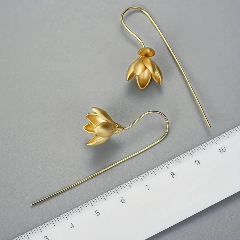 Jasmine Magnolia Long Earrings Gold Silver — feature 3