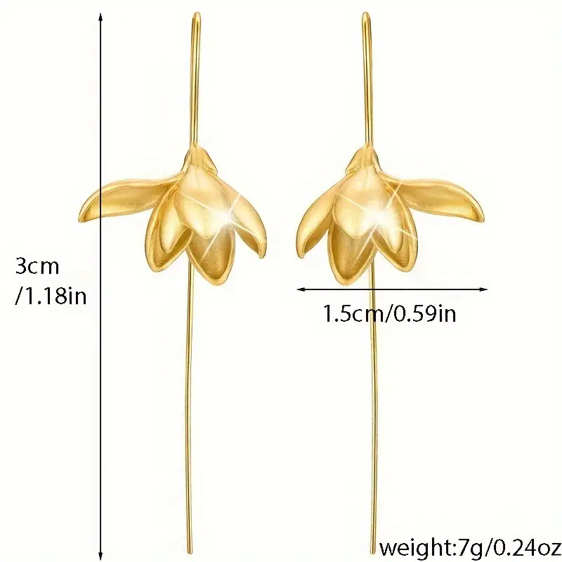 Jasmine Magnolia Long Earrings Gold Silver — feature 6