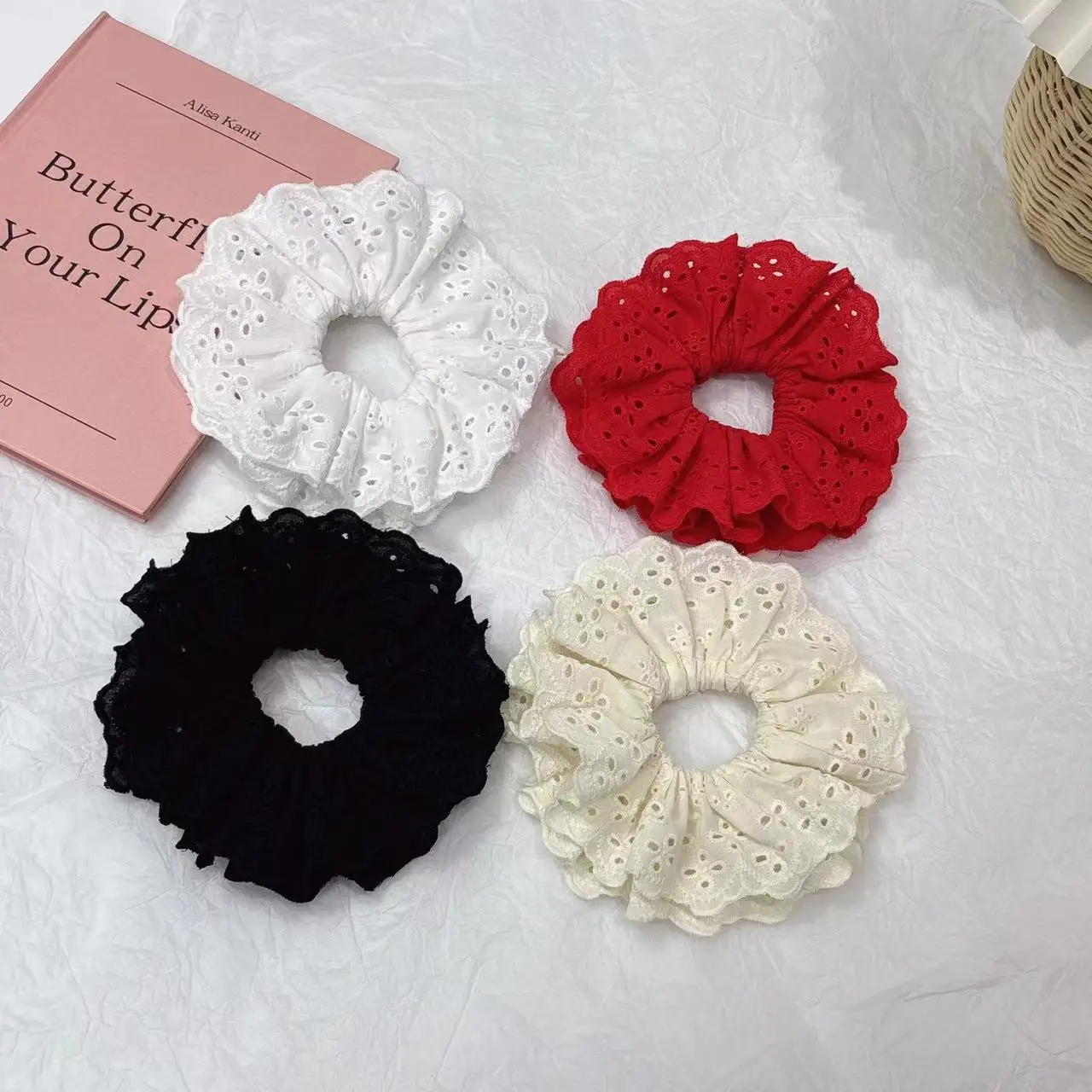 White Lace Hair Ring for Girls Elegant Hair Accessory