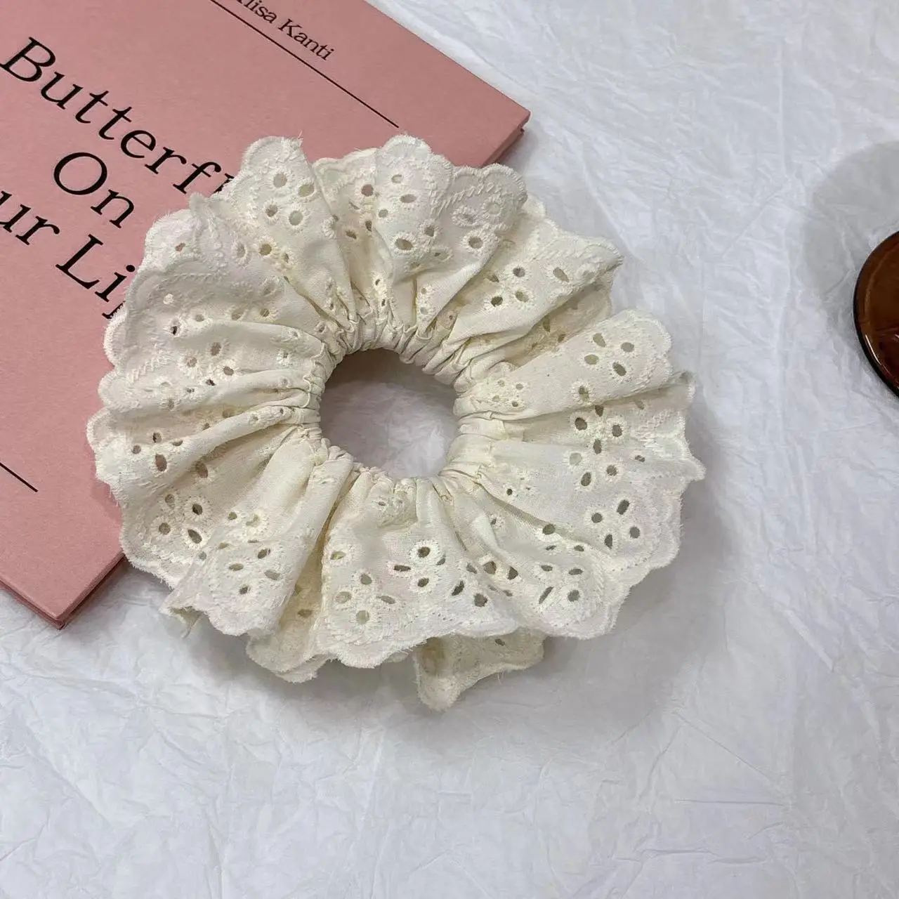 Beige double-layer hair ring