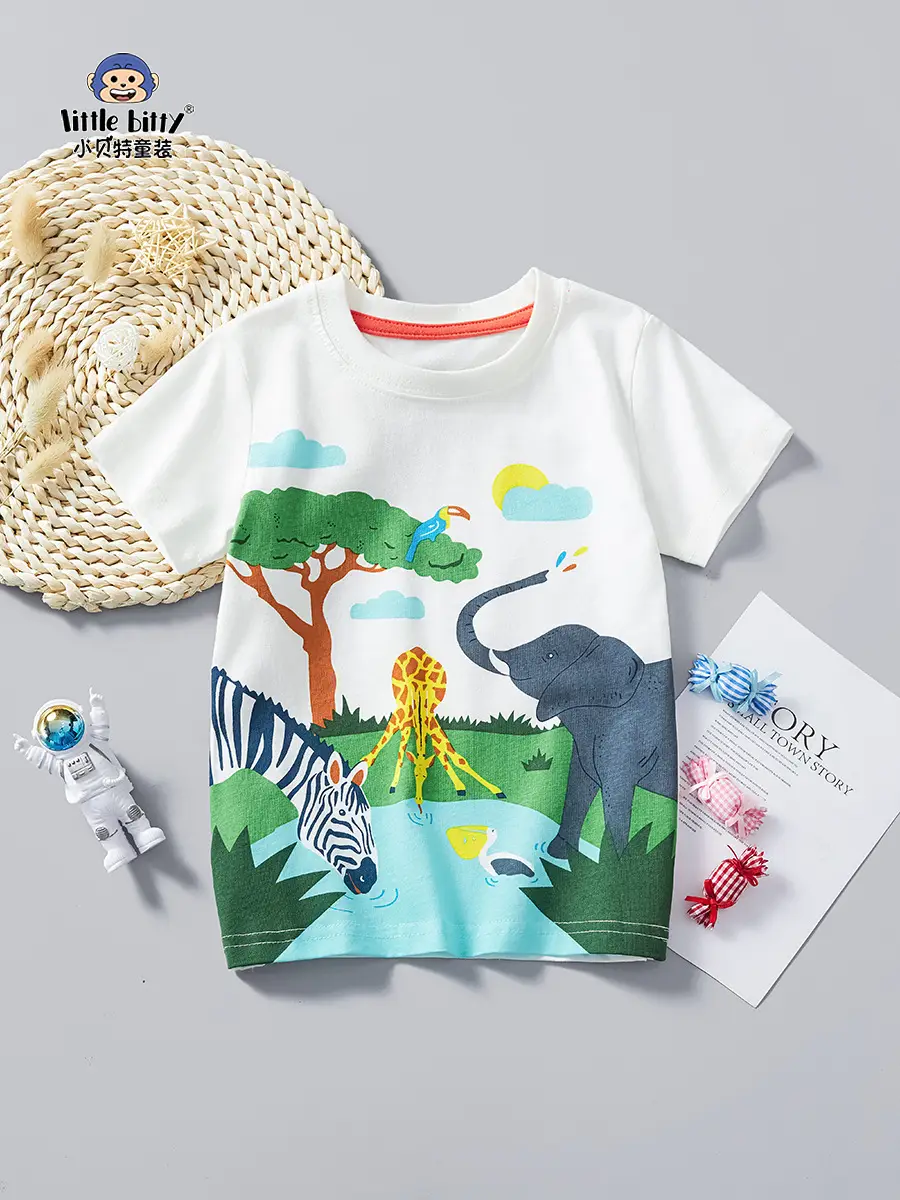 Kids Printed T-Shirt White Summer Boys 2025 - Image 2
