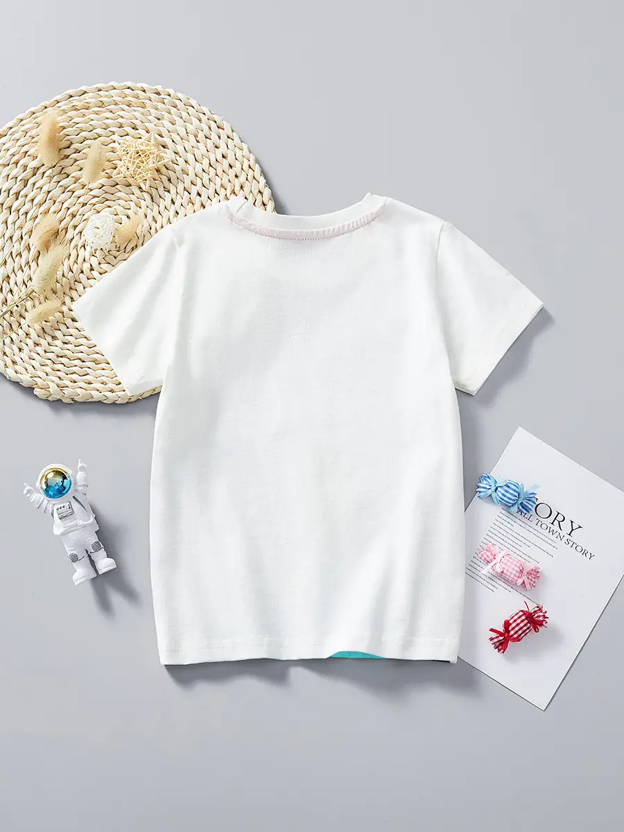 Kids Printed T-Shirt White Summer Boys 2025 - Image 3