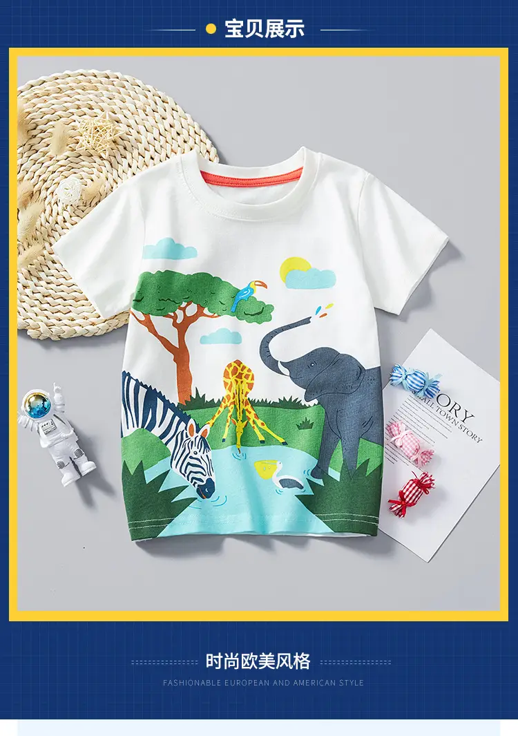 Kids Printed T-Shirt White Summer Boys 2025 — feature 2