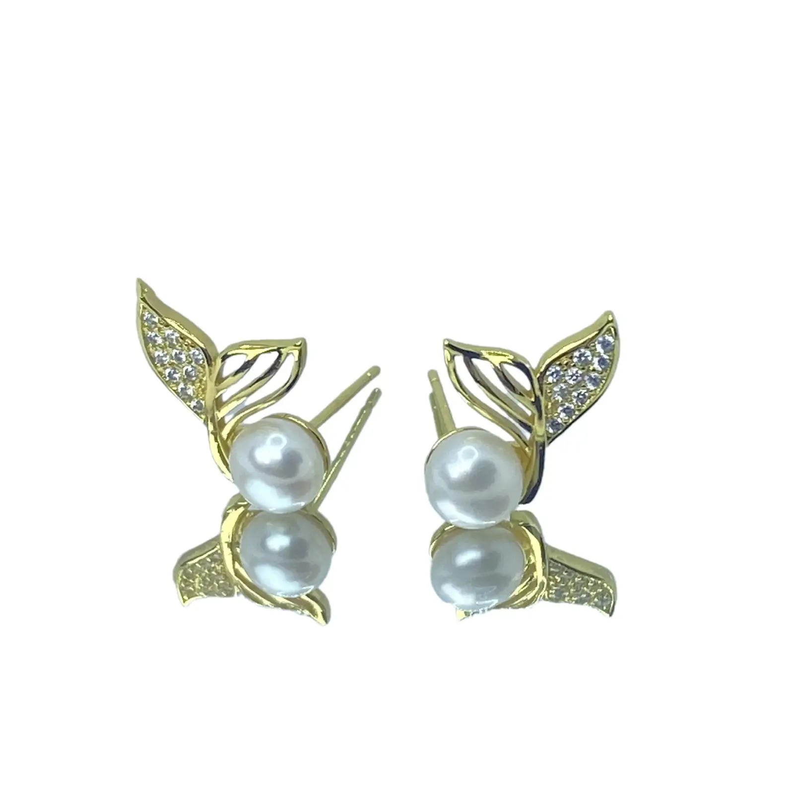 Fishtail Earrings for Women Pearl Gold Silver