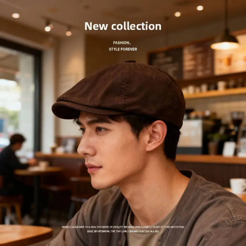 Men Duckbill Forward Cap Brown Cotton Winter Wear - Image 8