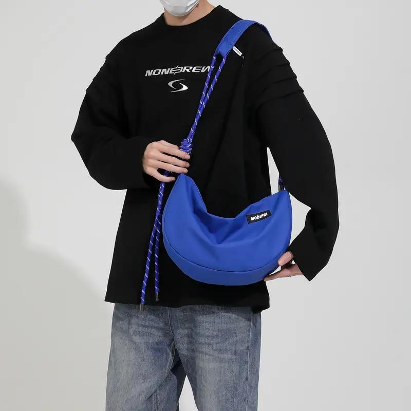 Light Blue Nylon Crossbody Bag for Men Women - Image 9