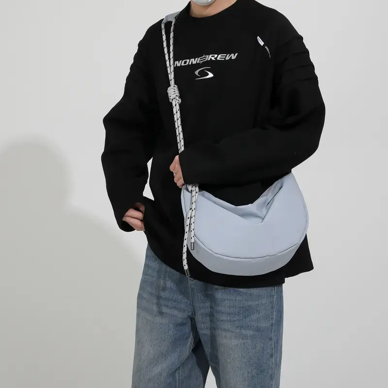 Light Blue Nylon Crossbody Bag for Men Women - Image 10