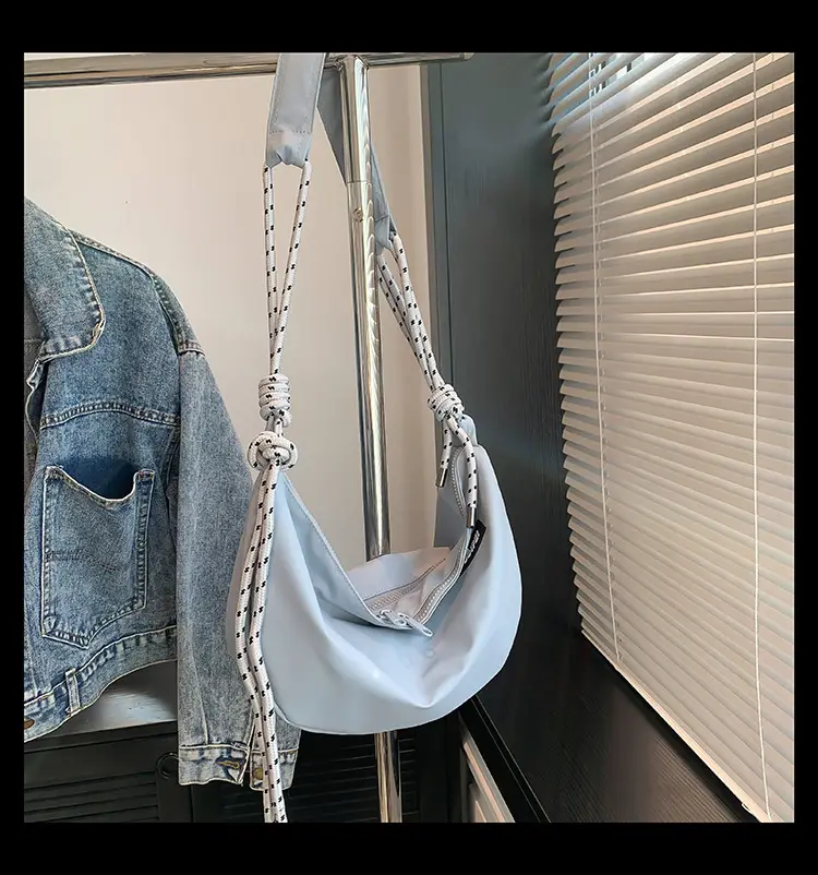 Light Blue Nylon Crossbody Bag for Men Women — feature 32