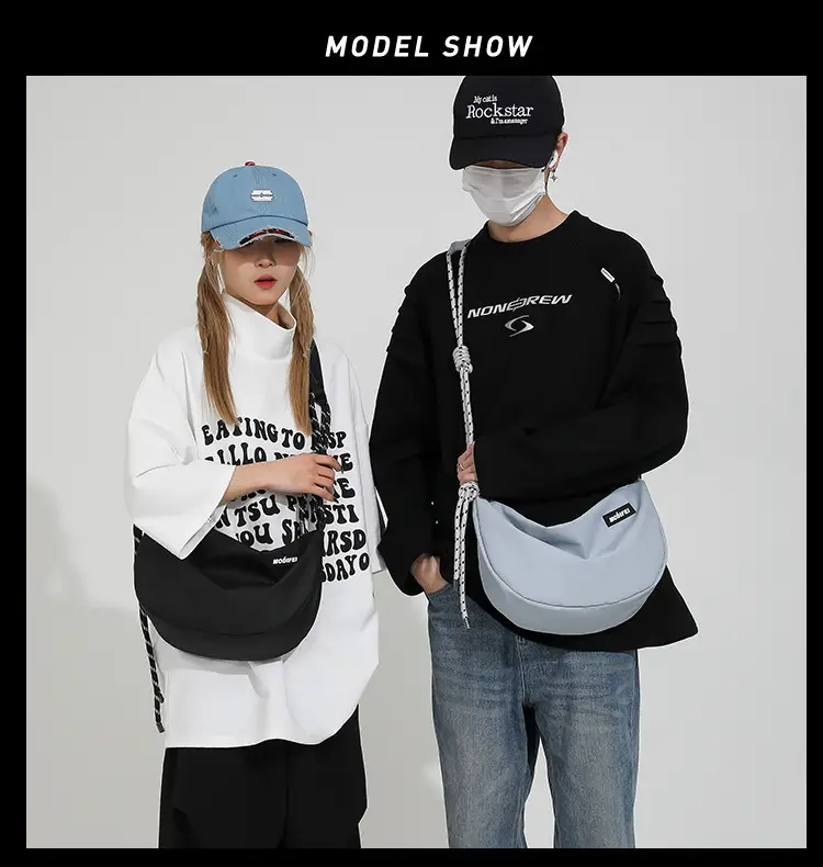 Light Blue Nylon Crossbody Bag for Men Women — feature 7