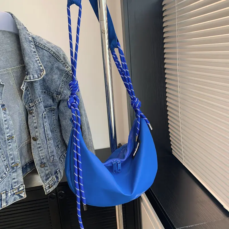 Light Blue Nylon Crossbody Bag for Men Women - Image 2