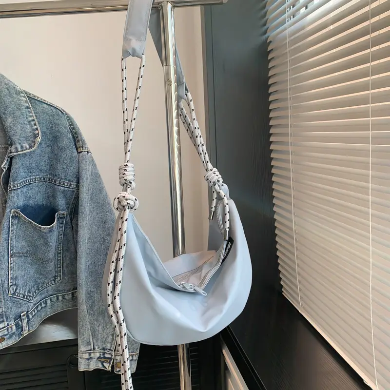 Light Blue Nylon Crossbody Bag for Men Women - Image 3