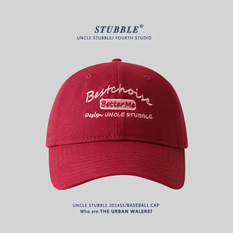 Men Women Big Head Urban Baseball Cap Red - Image 3