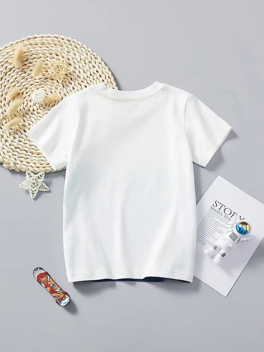 European & American Boys' Dinosaur T-Shirt White 2025 Summer - Image 3