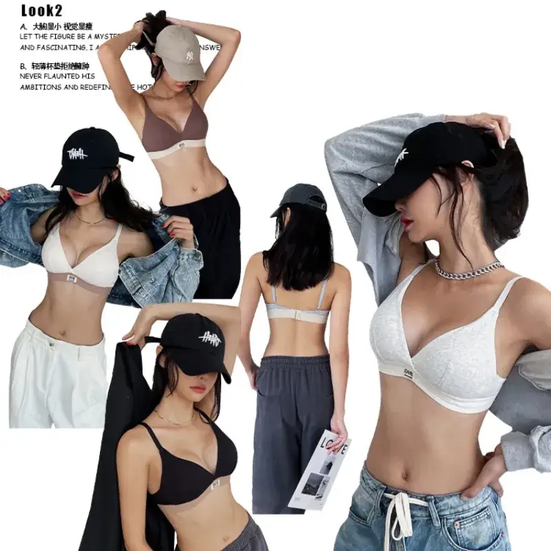 Women's Silver Triangle Cup Bra Set Spring Summer