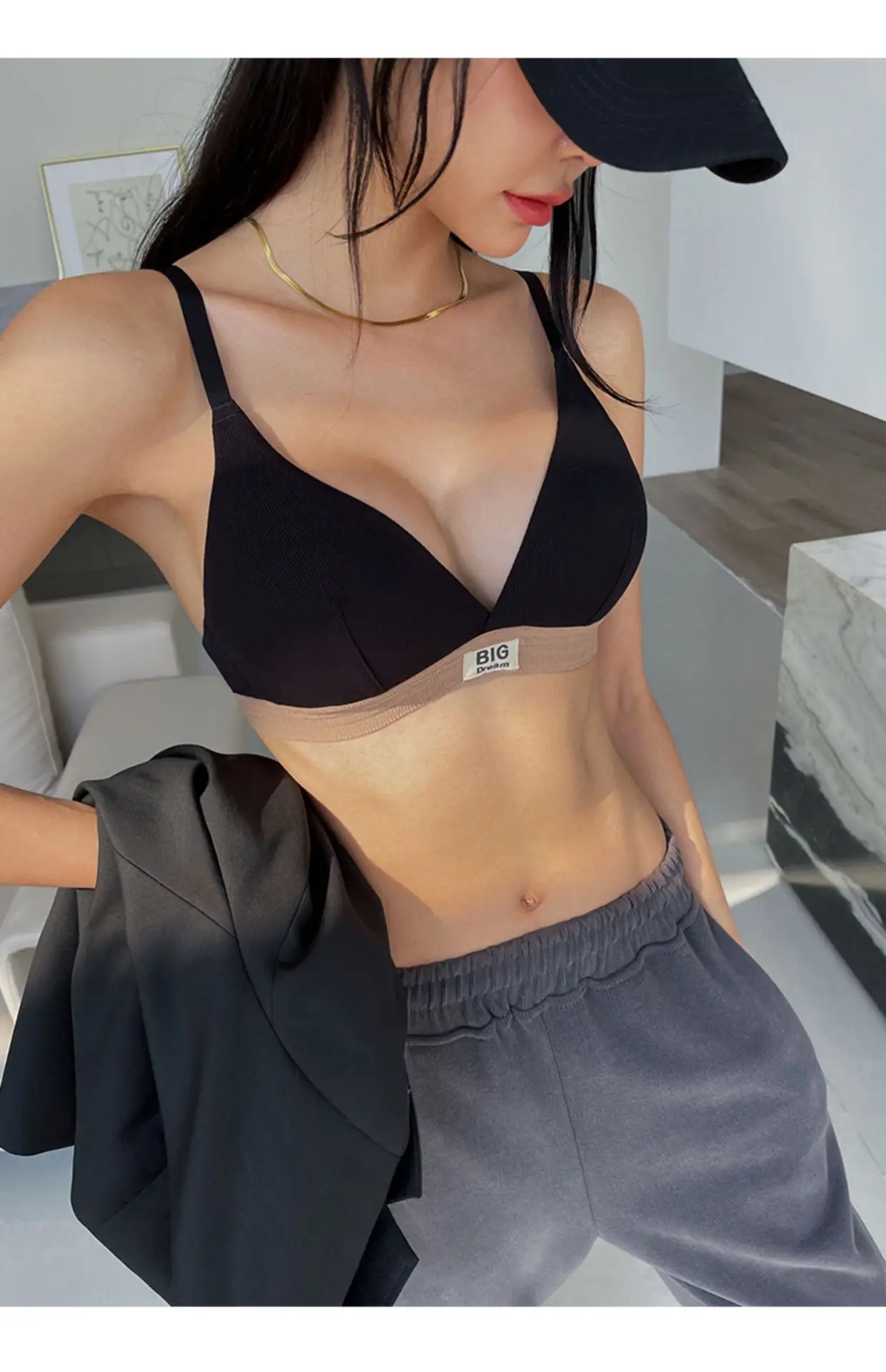 Women's Silver Triangle Cup Bra Set Spring Summer — feature 36