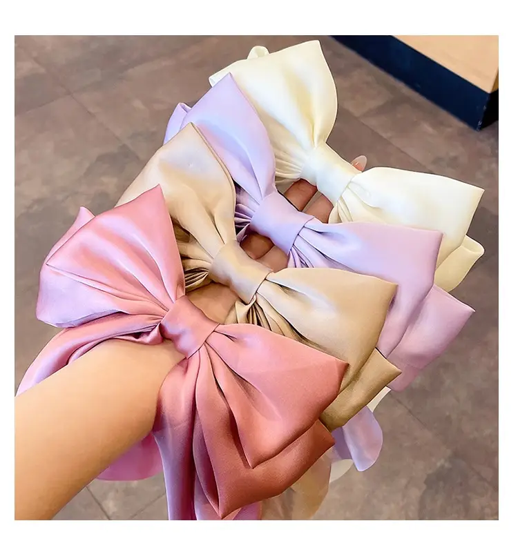 Pink Satin Vintage Bow Hairpin with Spring Clip — feature 4