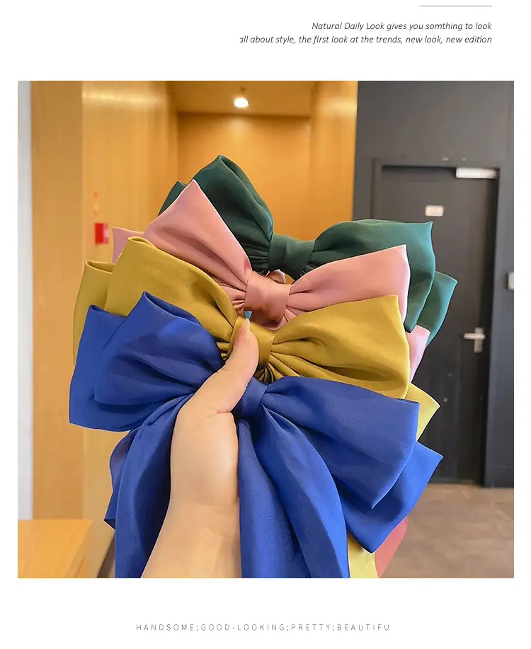 Pink Satin Vintage Bow Hairpin with Spring Clip — feature 6