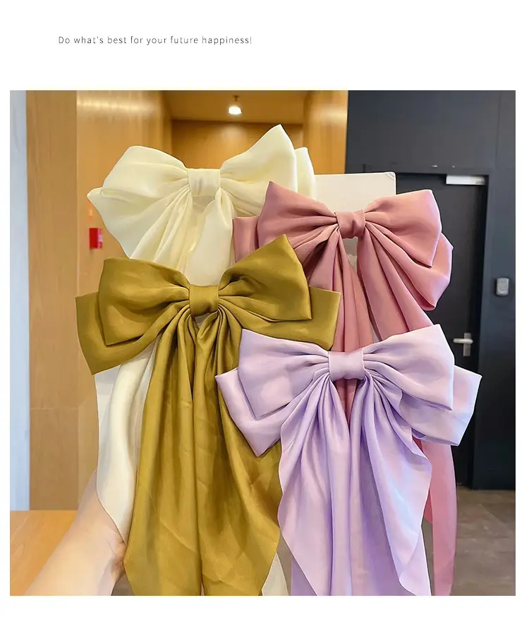 Pink Satin Vintage Bow Hairpin with Spring Clip — feature 9