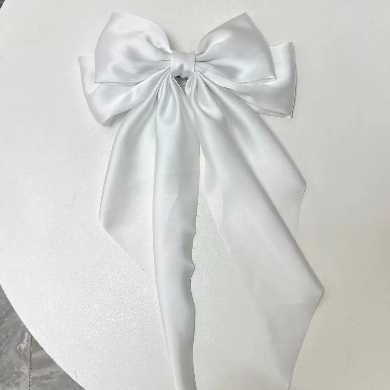 Pink Satin Vintage Bow Hairpin with Spring Clip - Image 10