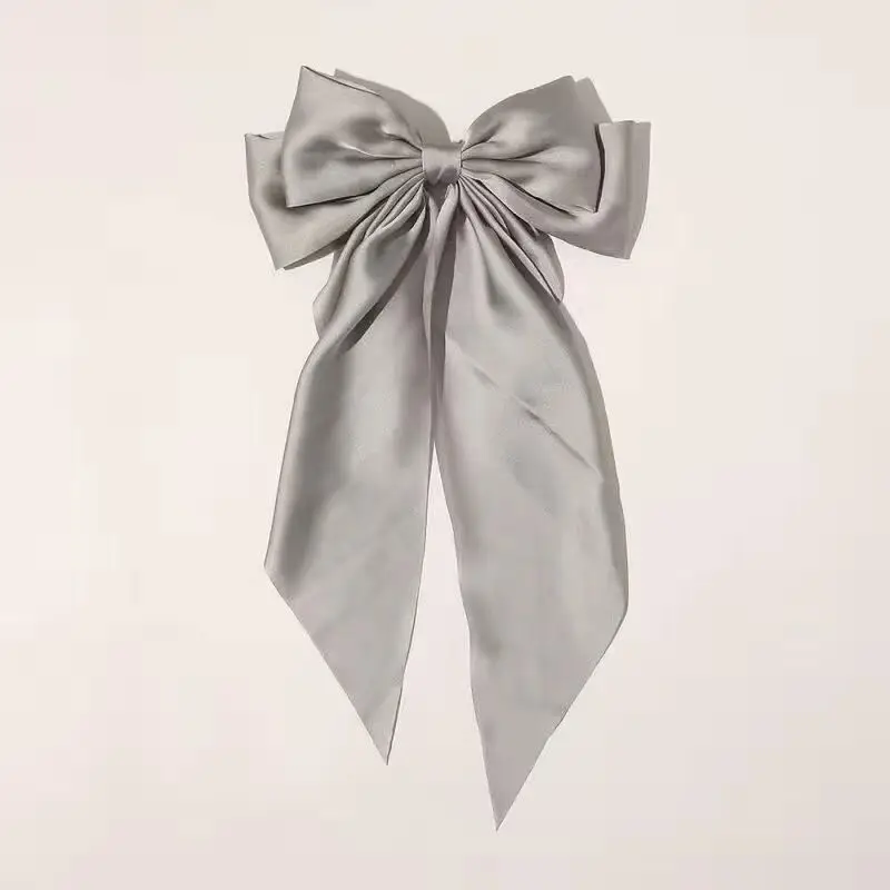 Pink Satin Vintage Bow Hairpin with Spring Clip - Image 14