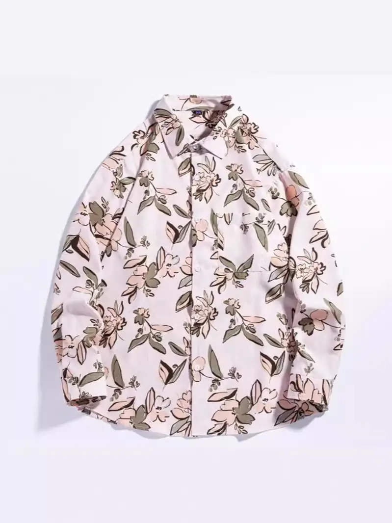 Men's Striped Long Sleeve Shirt White Brown - Image 12