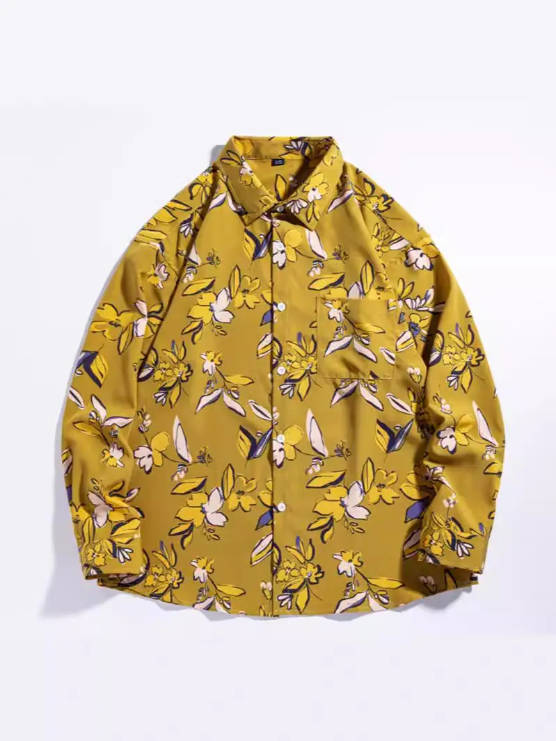 Men's Striped Long Sleeve Shirt White Brown - Image 13