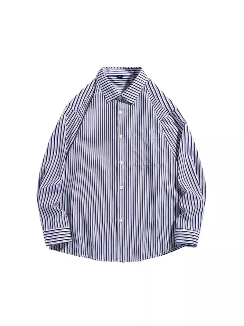 Men's Striped Long Sleeve Shirt White Brown - Image 14