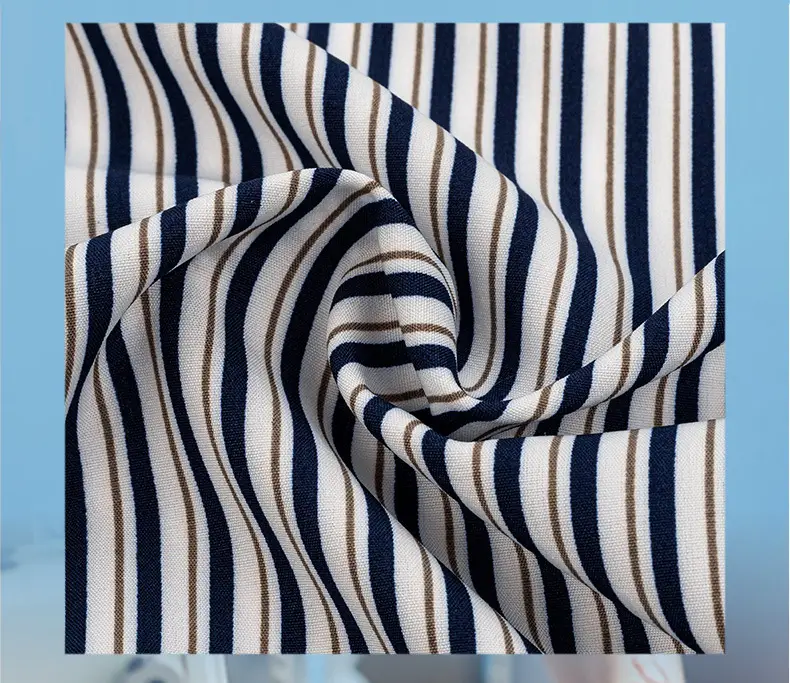 Men's Striped Long Sleeve Shirt White Brown — feature 3