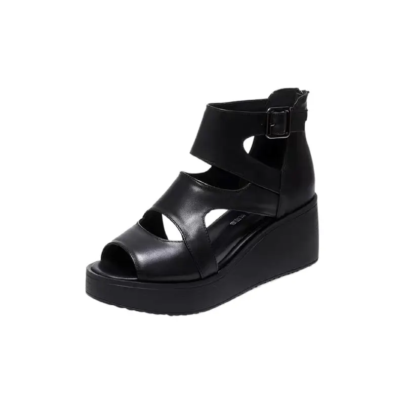 2024 Spring and Summer Women's Sandals High Heels Platform Thick Sole Sandals Wedge Peep Toe Women's Shoes Hollow Roman Shoes Breathable - Image 6