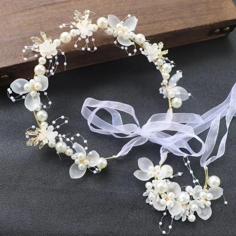 Girls' Pearl Flower Hairband with Bow - Image 14