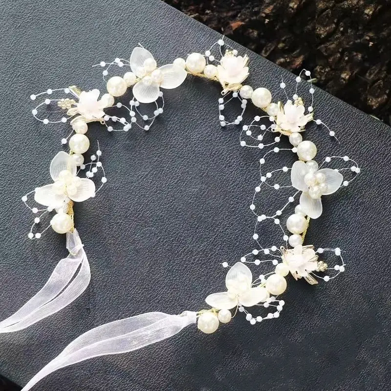 Girls' Pearl Flower Hairband with Bow — feature 10