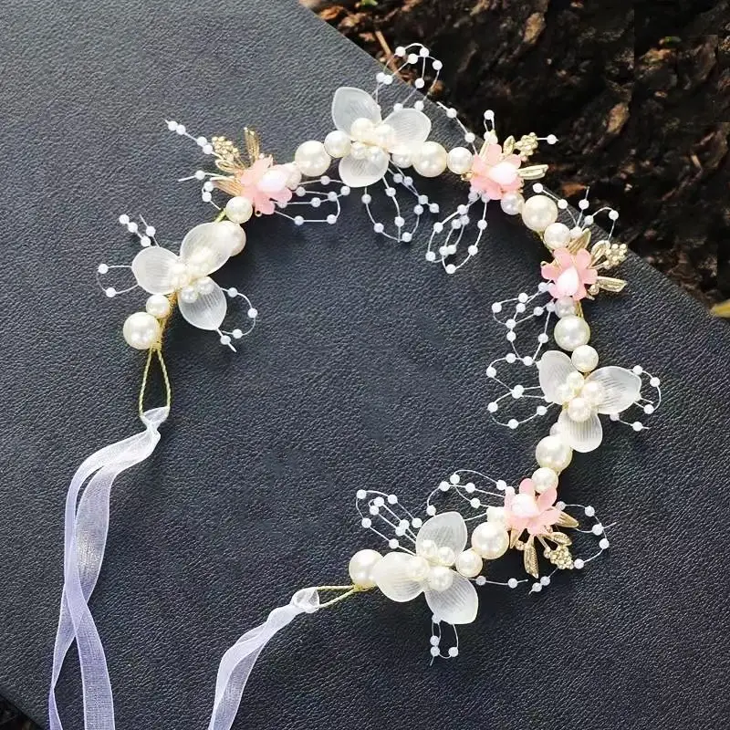 Girls' Pearl Flower Hairband with Bow — feature 12