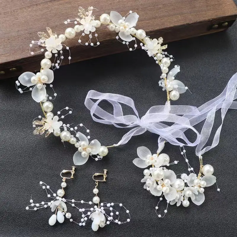 Girls' Pearl Flower Hairband with Bow — feature 2