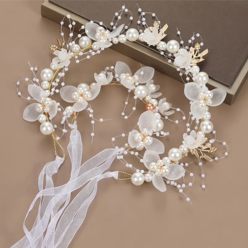 Girls' Pearl Flower Hairband with Bow — feature 21