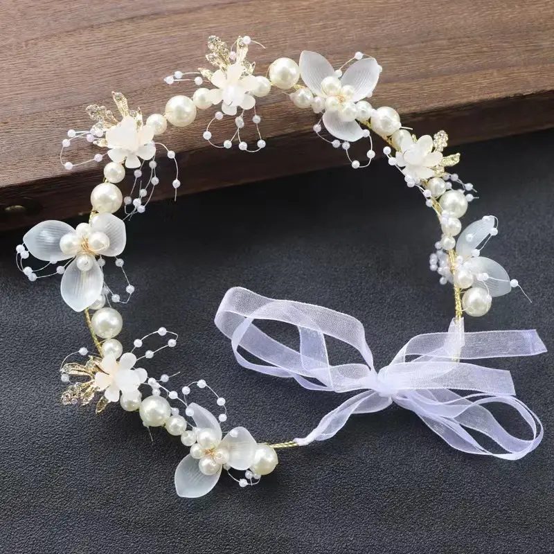 Girls' Pearl Flower Hairband with Bow — feature 4